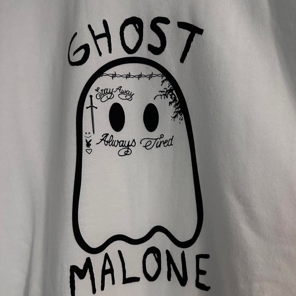 Ghost Malone White Graphic Crewneck Sweatshirt Halloween Spooky Oversized 2XL